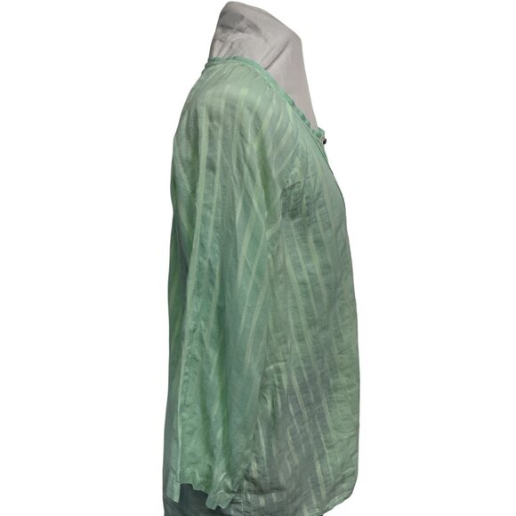 NWT Calvin Klein Light Green Gauze Cotton Pintuck Blouse Top Size XL - Picture 3 of 6